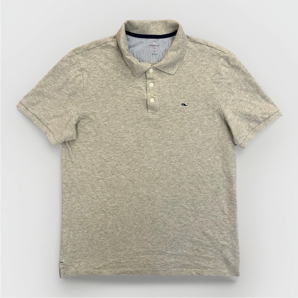 Vineyard Vines Men's Gray Polo Shirt Size M Short Sleeves Cotton Collared EUC